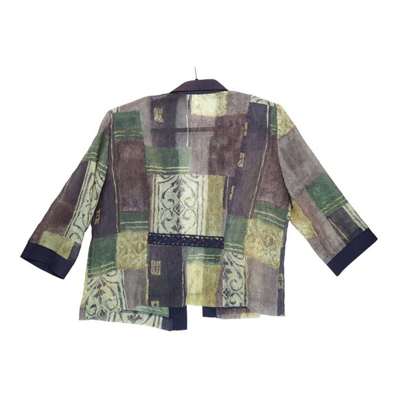 Vintage R&M Richards by Karen Kwong Open Jacket Geometric Block Size 14P Petites - Picture 2 of 5